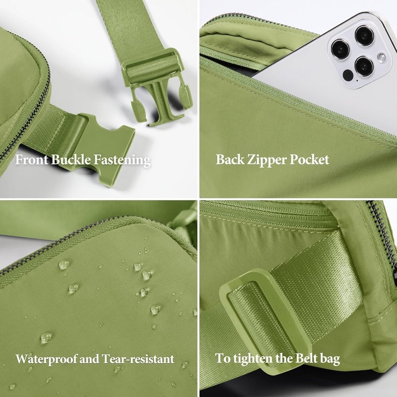 ODODOS Unisex Mini Belt Bag with Adjustable Strap Small Fanny Pack for Workout Running Traveling Hiking, Olive - Image 5